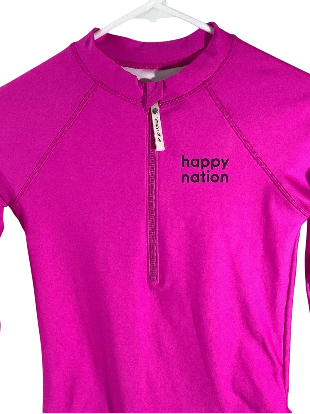 Happy Nation Simsuit Fir Tweens Long-Sleeve Pink One-Piece Rash Guard - Picture 2 of 7
